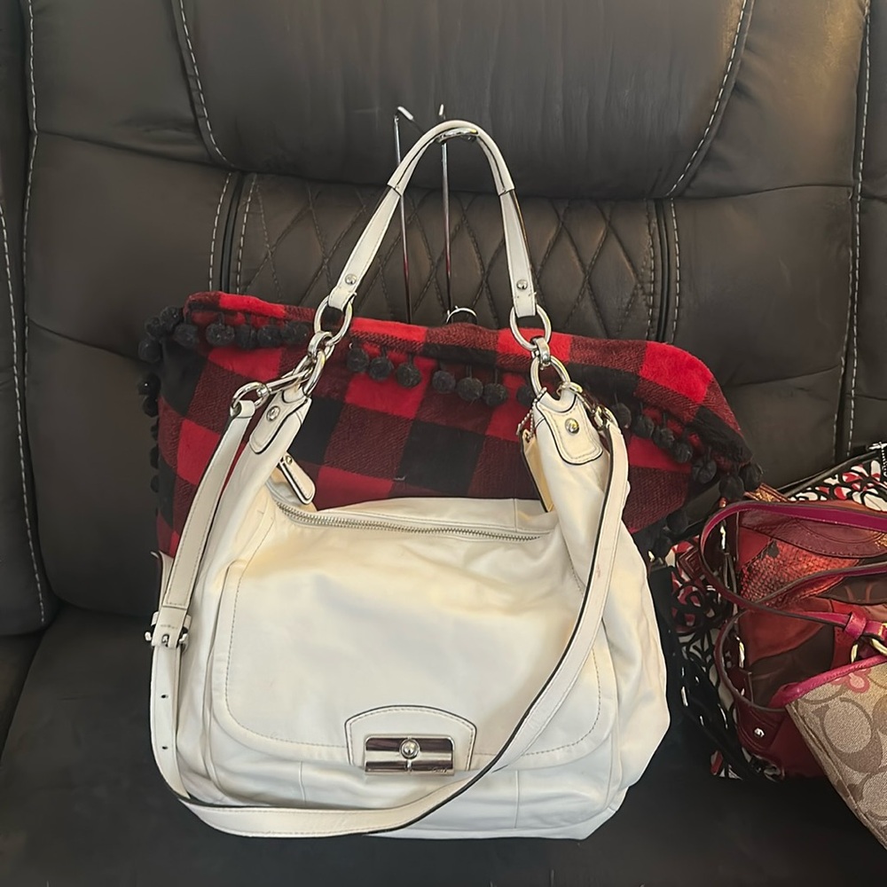 COACH Kristin White Leather Hobo With crossbody Strap 2013